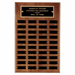 13" x 20"/Plates 7/8" x 2 1/2" American Walnut 40 Plate Perpetual Plaque with Black Brass Plates