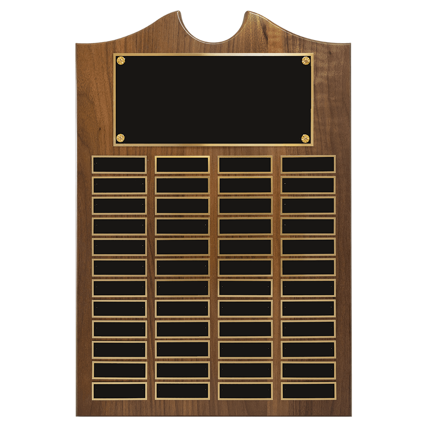 14" x 20" American Walnut Roster Plaque w/ 48 Plates