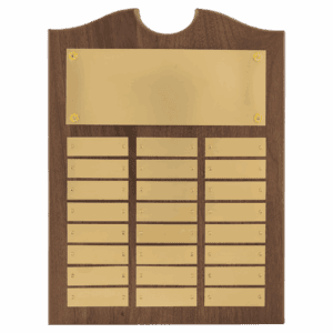 11" x 15"/Plates 7/8" x 2 3/4" American Walnut 24 Plate Perpetual Plaque with Brushed Brass Plates