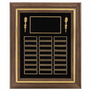 15" x 18"/Plates 7/8" x 2 3/4" American Walnut 24 Plate Perpetual Plaque with Black Brass Plates