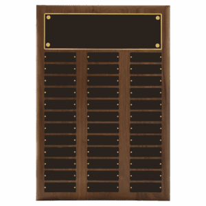 14" x 20"/Plates 1" x 3 1/4" American Walnut 36 Plate Perpetual Plaque with Black Brass Plates