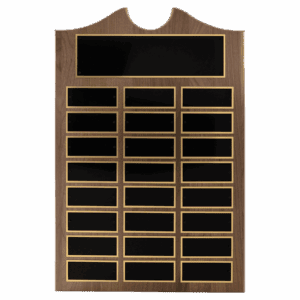 14" x 20"/Plates 1 1/2" x 3 3/4" American Walnut 24 Plate Perpetual Plaque with Black Brass Plates