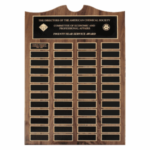 14" x 25"/Plates 1 1/2" x 3 3/4" American Walnut 36 Plate Perpetual Plaque with Black Brass Plates