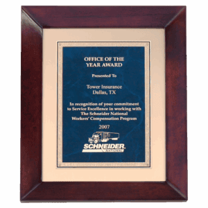 12" x 15" Airflyte Cherry Finish with Gold Metal Background and Sapphire Marble and Gold Florentine Border LaserFX Plate