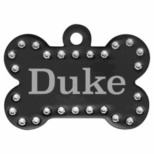 1 1/2" x 1" Laserable Anodized Aluminum Swarovski Bling Bone with Tab