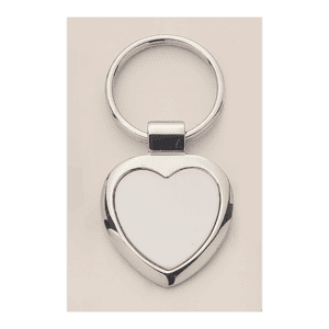 1 1/4" x 2 1/2" Polished Silver Key Ring with Matte Silver Engravable Insert