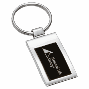 1" x 3 1/4" Chrome Plated Key Ring with Black Aluminum Insert