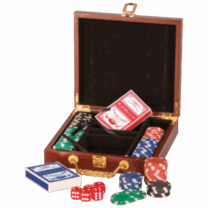 Rosewood Finish 100 Chip Poker Set