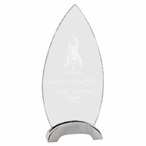 9 1/4" Oval Platinum Glass with Arch Metal Base