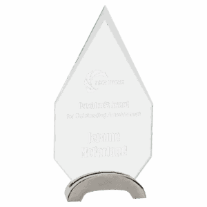 9 1/4" Diamond Platinum Glass with Arch Metal Base