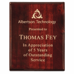 8" x 10" Premium Rosewood Piano Finish Plaque