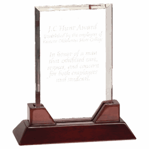 9 3/4" Rectangle Prestige Acrylic with Rosewood Piano Finish Base