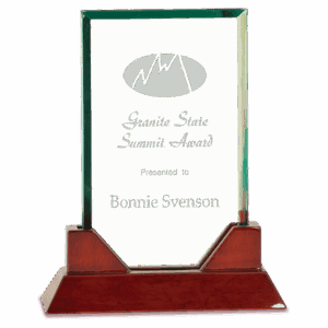 8 3/4" Rectangle Prestige Glass with Rosewood Piano Finish Base