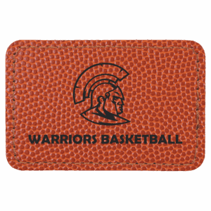 3" x 2" Rectangle Basketball Laserable Leatherette Patch with Adhesive