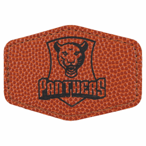 3" x 2" Hex Basketball Laserable Leatherette Patch with Adhesive