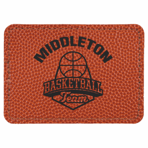 3 1/2" x 2 1/2" Rectangle Basketball Laserable Leatherette Patch with Adhesive