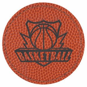 2 1/2" Round Basketball Laserable Leatherette Patch with Adhesive