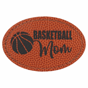 3" x 2" Oval Basketball Laserable Leatherette Patch with Adhesive