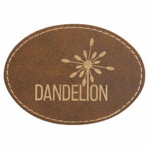 3 1/2" x 2 1/2" Rustic/Gold Laserable Leatherette Oval Patch with Adhesive