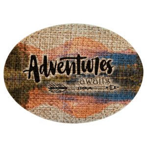 3 1/2" x 2 1/2" Burlap Sublimatable Oval Patch with Adhesive