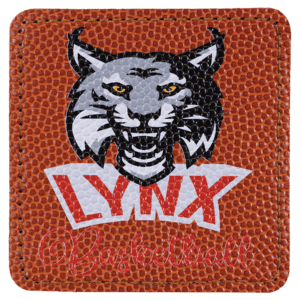 3" x 3" Square Basketball Laserable Leatherette Patch with Adhesive