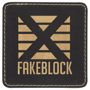 3" x 3" Square Black/Gold Laserable Leatherette Patch with Kota Pro Adhesive