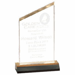 4" x 6" Gold Reflection Beveled Peak Acrylic with 5" Gold Mirror Base