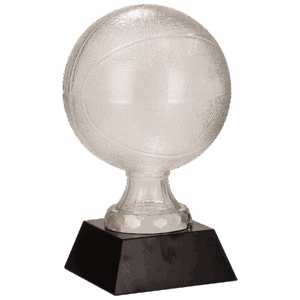 13" Glass Basketball with Black Marble Base