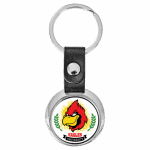 3 3/8" x 1 3/8" Round Sublimatable Keychain with White Insert
