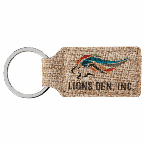 2 3/4" x 1 1/4" Rectangle Sublimatable Burlap Keychain