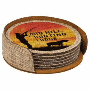 4" Sublimatable Burlap Round 6-Coaster Set
