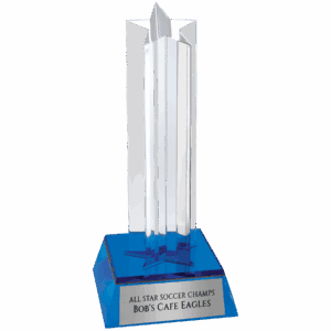 6 3/4" Blue Star Column Acrylic with Blue Base