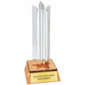 6 3/4" Gold Star Column Acrylic with Gold Base