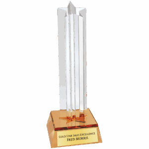7 1/2" Gold Star Column Acrylic with Gold Base