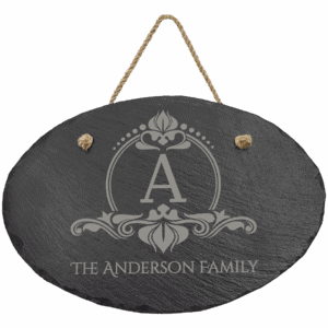 11 3/4" x 7 3/4" Oval Slate Decor with Hanger String