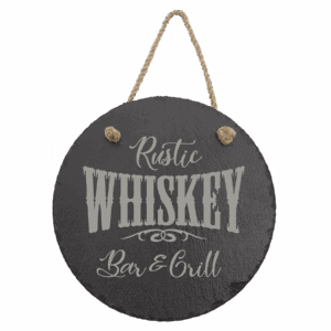 7 3/4" Round Slate Decor with Hanger String