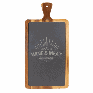 16" x 7 3/4" Acacia Wood/Slate Cutting Board