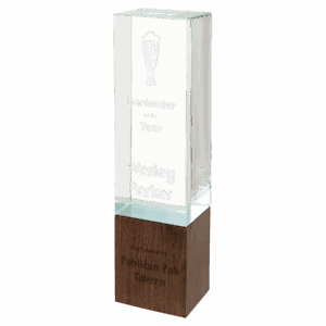 9" Rectangle Sierra Glass with Walnut Base