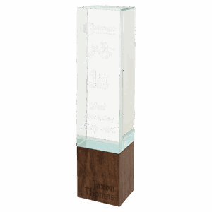 9 3/4" Rectangle Sierra Glass with Walnut Base