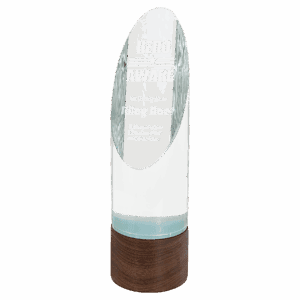 9 3/4" Cylinder Sierra Glass with Walnut Base
