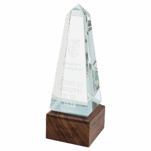 9" Obelisk Sierra Glass with Walnut Base