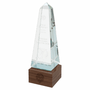9 3/4" Obelisk Sierra Glass with Walnut Base