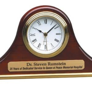 7 1/2" x 4 1/2" Rosewood Piano Finish Mantel Desk Clock
