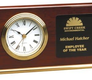 7 1/2" x 4" Rosewood Piano Finish Horizontal Desk Clock