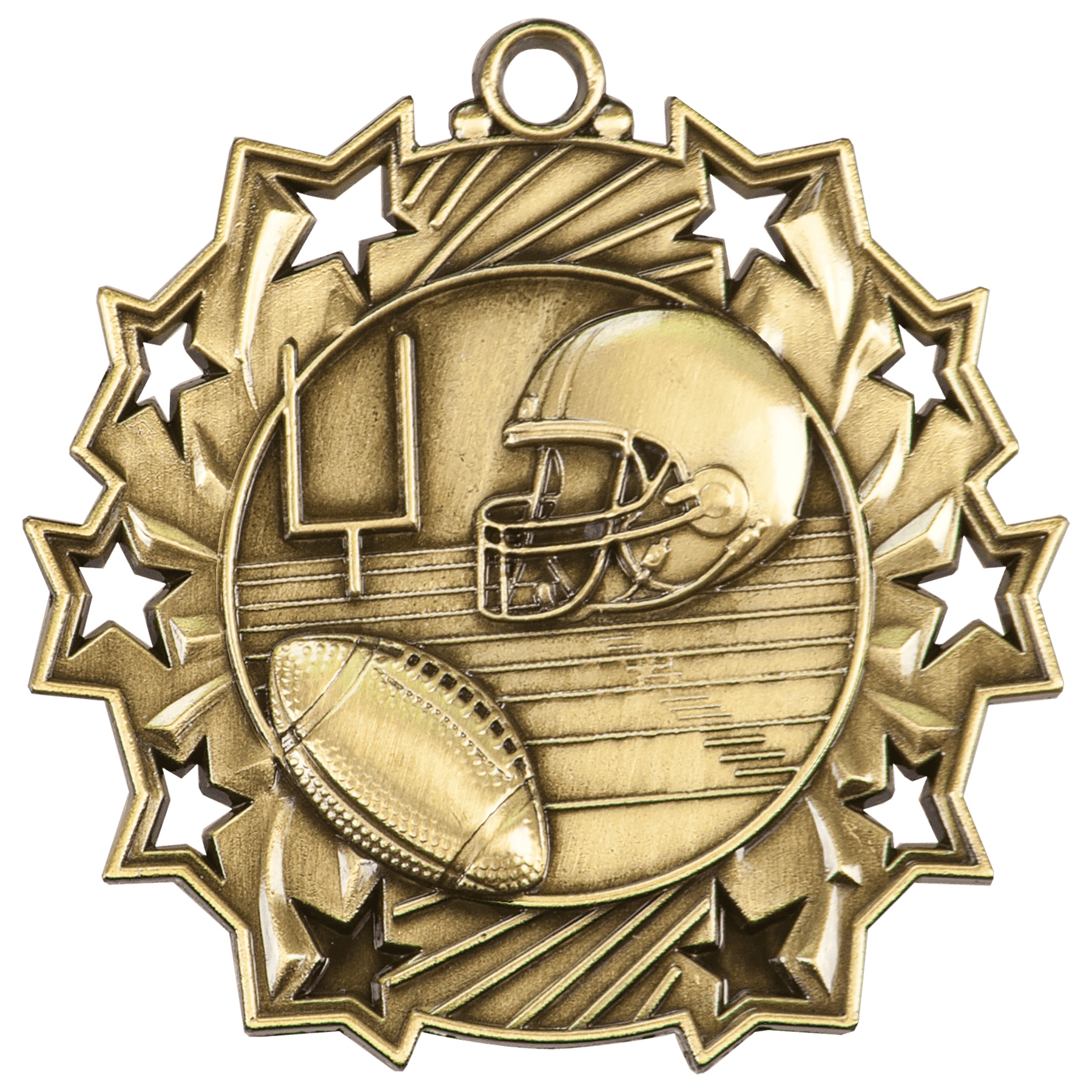 2 1/4" Football Ten Star Medal