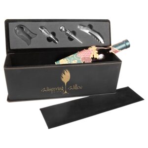 Laserable Leatherette Single Wine Box with Tools