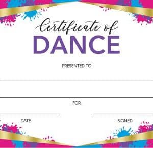 Dance Foil Color Certificate