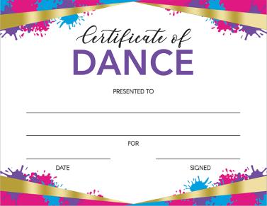 Dance Foil Color Certificate