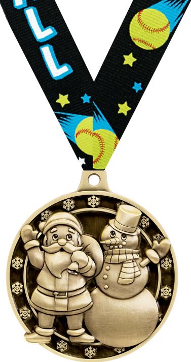 2" Santa and Snowman Medal