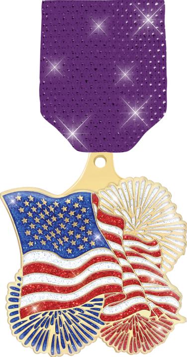 2" Flag Glitter Medal